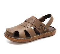 Jyuiipcz Sandali da uomo in pelle scarpe da uomo sandali casual all'aperto sandali da spiaggia in pelle bovina sandali da uomo due usi (colore: nero, taglia: 38 codice) (codice 45 marrone)