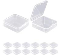 Jyvex 12Pcs Scatoline Plastica Trasparente, 6,5 x 6,5 x2,1cmScatoline Trasparenti, Mini Contenitori Plastica con coperchio piccole per perline, tappi per le orecchie, e più piccoli oggetti