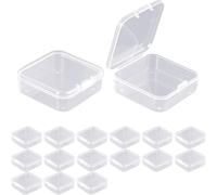 Jyvex 15Pcs Scatoline Plastica Trasparente, 5,5 x 5,5 x2cm Scatoline Trasparenti, Mini Contenitori Plastica con coperchio piccole per perline, tappi per le orecchie, e più piccoli oggetti
