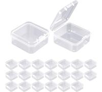 Jyvex 20Pcs Scatoline Plastica Trasparente, 4,5 x 4,5 x2cm Scatoline Trasparenti, Mini Contenitori Plastica con coperchio piccole per perline, tappi per le orecchie, e più piccoli oggetti