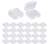 Jyvex 24Pcs Scatoline Plastica Trasparente, 3,5 x 3,5 x2,1cm Scatoline Trasparenti, Mini Contenitori Plastica con coperchio piccole per perline, tappi per le orecchie, e più piccoli oggetti