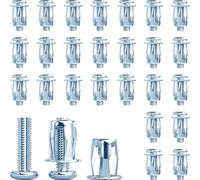 Jyvex 25 pezzi Jack Nuts, Cavity Metal Anchors M4 x 20, Petal Expansion Nuts, tasselli per cavità in metallo, tasselli in cartongesso, tasselli, cavità Thin Walls Hollow Doors Iron Sheet
