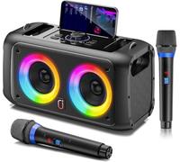 JYX Macchina Karaoke con 2 microfoni senza fili, sistemi portatili Bluetooth per bambini e karaoke adulti, altoparlante PA, kit Karaoke completo, compatibile con schede TF/USB, ingresso AUX e TWS