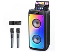 JYX Macchina per Karaoke con 2 Microfoni Wireless, Subwoofer da Palco Altoparlante Bluetooth Portatile Karaoke Professionale Completo per Adulti e bambini, Sistema PA per grandi Feste