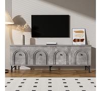 JYYQ 160 cm Mobile Tv Dotato di 4 Ante Armadio con Linee ad Arco,Scaffale Tv con Cerniera a Chiusura Morbida,Molto Adatto per Soggiorno e Area di Intrattenimento (Grigio)