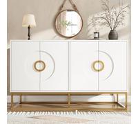 JYYQ Armario del Soggiorno Cintura 4 Porte,Mobile da Cucina Progetto Della Maniglia Rotonda,Maniglia D'Oro,un Design Unico,Minimalismo
