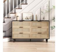 JYYQ Vine Naturali Moderne Credenza Cucina con 6 Cassetti,Mobile Cucina Salvaspazio con Maniglia Estensibile,Per Casa e Ufficio,Ingresso,Foyer e Sala da Pranzo