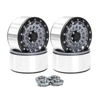 JYYTERD Accesorios coches RC per Axial per SCX10 per Wraith per Capra 1/8 1/10 RC Crawler Car 4 Pezzi 2.6 "Metallo Beadlock Wheel Rim Mozzo Ruota 12mm 17mm Esagonale(Black)