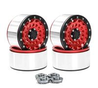 JYYTERD Accesorios coches RC per Axial per SCX10 per Wraith per Capra 1/8 1/10 RC Crawler Car 4 Pezzi 2.6 "Metallo Beadlock Wheel Rim Mozzo Ruota 12mm 17mm Esagonale(Red)