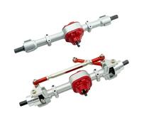 JYYTERD Accesorios coches RC per MN D90 D91 D96 99S FJ45 1/12 RC Auto Parti di Aggiornamento Accessori Metal Gear Anteriore E Posteriore Ponte ASSE Set(Silver Red)