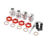 JYYTERD Accesorios coches RC per Traxxas 1/10 per Slash per Rustler per Stampede 2WD 4X4 RC Parti di Automobili Metallo da 12mm A 17mm Adattatore per Mozzo Esagonale Ruota Scanalata(Red)
