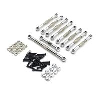 JYYTERD Collegamento Auto RC per WPL C14 C24 B14 B24 per HengLong per FeiYu Parti di Auto Cingolate RC 1/16 Aggiornamento Metallo Barra dello Sterzo Regolabile E Asta del Servo(Silver)