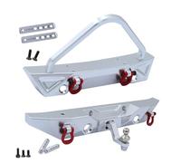 JYYTERD Parti per Auto RC per MN128 Paraurti Anteriore Posteriore Metallo con Gancio di Traino, Grilli, Foro per Verricello, Parti Ricambio per Auto Cingolate RC 1/12(Silver,Set)