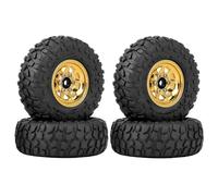 JYYTERD Pneumatici RC per Axial per SCX24 AX24 per TRX4M per FCX24 1/18 1/24 RC Crawler Parti di Automobili 50 Millimetri Metallo 1.0 "Beadlock Deep Dish Ruota Set Pneumatici(Yellow)