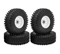 JYYTERD Pneumatici RC per Traxxas per TRX4 per Axial 1/10 RC Crawler Car 120mm Deep Dish Negative Offset 8.9mm 1.9 "Beadlock Wheel Rim Hub Tire(White)