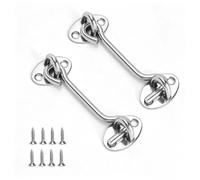 JYYWTSI 2 Pezzi Gancio e Occhiello, 100 mm 4 Pollici Gancio per Cabina, Chiusura a Gancio in Acciaio Inox con 8 Viti 6 mm Chiavistello Gancio Finestra per Porta Persiana Garage Capanno Anta