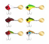 JYYWTSI 6 Pezzi Esche da Pesca, 13 g Jig Spinner per Lancio Lungo, Spinnerbait con Occhi 3D, Paletta Rotante e Ancora Tripla per Persico Luccio Lucioperca Trota in Lago Fiume Mare e Spinning