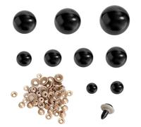 JYYWTSI Occhi di Sicurezza Crochet - Set da 90 Occhi Amigurumi Neri in Plastica con Rondelle, 10-30 mm per Peluche, Bambole e Progetti DIY Crochet