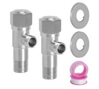 JYYWTSI Set di 2 valvole angolari 1/2" x 3/8", rubinetto sottolavabo in inox 304 con rosette, O-ring e nastro di tenuta, per lavabo, cucina, bagno e acqua calda e fredda