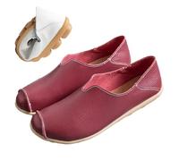 jyyyou Pantofole in Pelle Ultra Comode, Mocassini Ortopedici Slip-on da Donna, Comodi Mocassini in Pelle per Fascite Plantare con Supporto per L'Arco Plantare (39,Rosso)