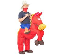JYZCOS Costume da cowboy gonfiabile Costume da cavallo rosso occidentale per uomo Donna Abito da festa di Halloween (rosso adulto)