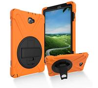 JZ 360 Degrees Kickstand Custodia Cover Compatible with Galaxy Tab A 10.1 2016 (No S Pen Version) SM-T580/T585/T587 Stand Custodia with Wrist Strap And Shoulder Strap - Orange