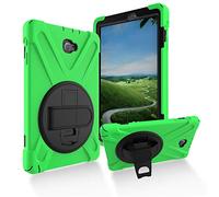 JZ 360 Degrees Kickstand Custodia Cover Compatible with Galaxy Tab A 10.1 2016 (No S Pen Version) SM-T580/T585/T587 Stand Custodia with Wrist Strap And Shoulder Strap - Green