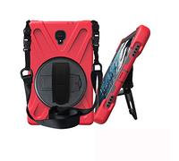 JZ 360 Degrees Kickstand Custodia Cover Compatible with Galaxy Tab A 10.5 2019 (SM-T590,T595,T597) Stand Custodia with Wrist Strap And Shoulder Strap - Red