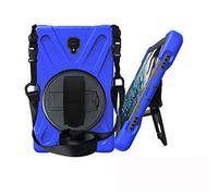 JZ 360 Degrees Kickstand Custodia Cover Compatible with Galaxy Tab A 10.5 2019 (SM-T590,T595,T597) Stand Custodia with Wrist Strap And Shoulder Strap - Blue