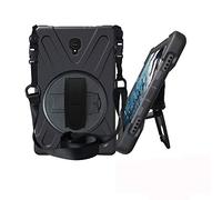 JZ 360 Degrees Kickstand Custodia Cover Compatible with Galaxy Tab A 10.5 2019 (SM-T590,T595,T597) Stand Custodia with Wrist Strap And Shoulder Strap - Black