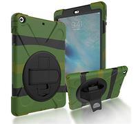 JZ 360 Degrees Kickstand Custodia Cover Compatible with iPad Air Stand Custodia with Wrist Strap And Shoulder Strap - Camouflage