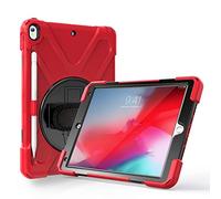 JZ 360 Degrees Kickstand Custodia Cover Compatible with iPad PRO 10.5 inch (2017) Stand Custodia with Wrist Strap,Shoulder Strap And Pencil Holder - Red