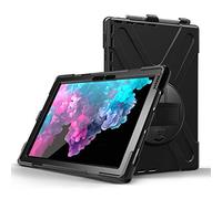 JZ 360 Degrees Kickstand Custodia Cover Compatible with Microsoft Surface PRO 7/6/5/4 Stand Custodia with Wrist Strap,Shoulder Strap And Pencil Holder - Black
