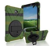 JZ 360 Degrees Kickstand Custodia Cover Compatible with Samsung Galaxy Tab A 10.1 2016 with S Pen SM-P580 Stand Custodia with Wrist Strap And Shoulder Strap - Camouflage