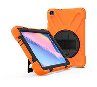 JZ 360 Degrees Kickstand Custodia Cover Compatible with Samsung Galaxy Tab A 8.0 with S Pen Custodia (2019) SM-P200/P205 Stand Custodia with Wrist Strap And Shoulder Strap - Orange
