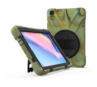 JZ 360 Degrees Kickstand Custodia Cover Compatible with Samsung Galaxy Tab A 8.0 with S Pen Custodia (2019) SM-P200/P205 Stand Custodia with Wrist Strap And Shoulder Strap - Camouflage