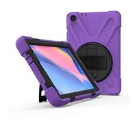 JZ 360 Degrees Kickstand Custodia Cover Compatible with Samsung Galaxy Tab A 8.0 with S Pen Custodia (2019) SM-P200/P205 Stand Custodia with Wrist Strap And Shoulder Strap - Purple