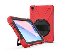 JZ 360 Degrees Kickstand Custodia Cover Compatible with Samsung Galaxy Tab A 8.0 with S Pen Custodia (2019) SM-P200/P205 Stand Custodia with Wrist Strap And Shoulder Strap - Red
