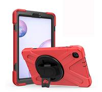 JZ 360 Degrees Kickstand Custodia Cover Compatible with Samsung Galaxy Tab A 8.4 2020 (SM-T307) Stand Custodia with Wrist Strap And Shoulder Strap - Red