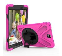 JZ 360 Degrees Kickstand Custodia Cover Compatible with Samsung Galaxy Tab A 9.7 2015 (SM-T550) Stand Custodia with Wrist Strap And Shoulder Strap - Hot Pink