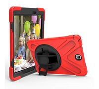 JZ 360 Degrees Kickstand Custodia Cover Compatible with Samsung Galaxy Tab A 9.7 2015 (SM-T550) Stand Custodia with Wrist Strap And Shoulder Strap - Red