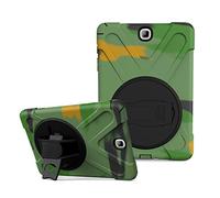 JZ 360 Degrees Kickstand Custodia Cover Compatible with Samsung Galaxy Tab A 9.7 2015 (SM-T550) Stand Custodia with Wrist Strap And Shoulder Strap - Camouflage
