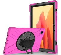 JZ 360 Degrees Kickstand Custodia Cover Compatible with Samsung Galaxy Tab A7 10.4 2020 (SM-T500/T505/T507) Stand Custodia with Wrist Strap And Shoulder Strap - Hot Pink
