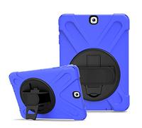 JZ 360 Degrees Kickstand Custodia Cover Compatible with Samsung Galaxy Tab S2 9.7 (SM-T810,T813,T815) Stand Custodia with Wrist Strap And Shoulder Strap - Blue