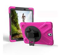 JZ 360 Degrees Kickstand Custodia Cover Compatible with Samsung Galaxy Tab S3 9.7 (SM-T820,T825,T827) Stand Custodia with Wrist Strap And Shoulder Strap - Hot Pink