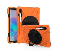 JZ 360 Degrees Kickstand Custodia Cover Compatible with Samsung Galaxy Tab S6 10.5 2020 (SM-T860/T865/T867) Stand Custodia with Wrist Strap,Shoulder Strap And Pencil Holder - Orange