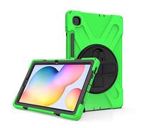 JZ 360 Degrees Kickstand Custodia Cover Compatible with Samsung Galaxy Tab S6 Lite 10.4 2020 (SM-P610/P615) Stand Custodia with Wrist Strap,Shoulder Strap And Pencil Holder - Green
