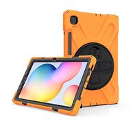 JZ 360 Degrees Kickstand Custodia Cover Compatible with Samsung Galaxy Tab S6 Lite 10.4 2020 (SM-P610/P615) Stand Custodia with Wrist Strap,Shoulder Strap And Pencil Holder - Orange