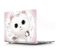 JZ Animal Caso per MacBook Air (11-inch, Models: A1370 / A1465) Hard Shell Case with Keyboard Cover - White Cat