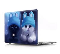 JZ Animal Caso per MacBook Air 13 (2010-2017, Models: A1369 / A1466) Hard Shell Case with Keyboard Cover - B&W Cat